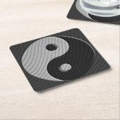 Yin Yang in Carbon Fibre Print Style Rechteckiger Pappuntersetzer (angewinkelt)