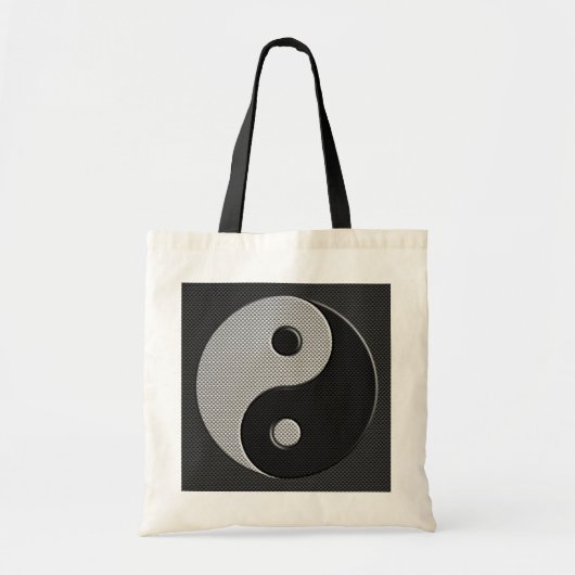 Yin Yang in Carbon Fibre Print Style Tragetasche (Vorne)