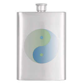 Yin Yang in den Farben Blau und Grün des Ozeans Flachmann