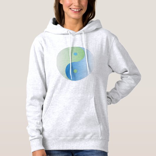 Yin Yang in den Farben Blau und Grün des Ozeans Hoodie (Vorderseite)