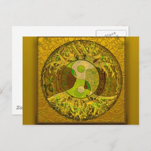 Yin Yang in Golden Colors Postkarte (Vorne/Hinten)