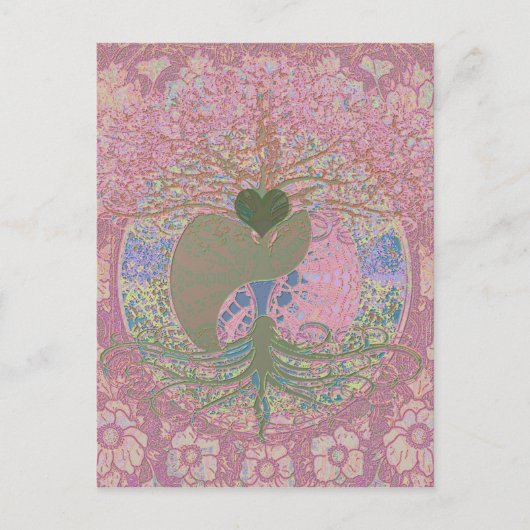 Yin Yang in Pink Postkarte (Vorderseite)