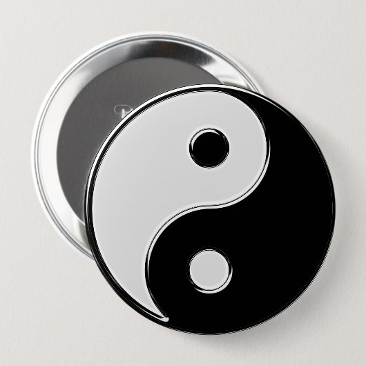 Yin Yang in Schwarz und Weiß Button (Vorne & Hinten)