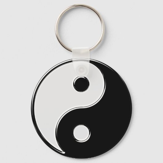 Yin Yang in Schwarz und Weiß Schlüsselanhänger (Vorderseite)
