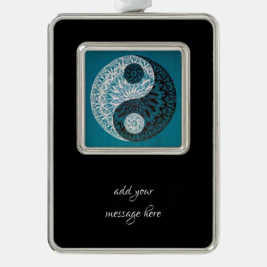 Yin Yang Inset Rahmen-Ornament Silber (Vorderseite)
