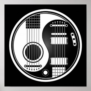 Yin Yang ist eine Gitarre aus weißer und schwarzer Poster