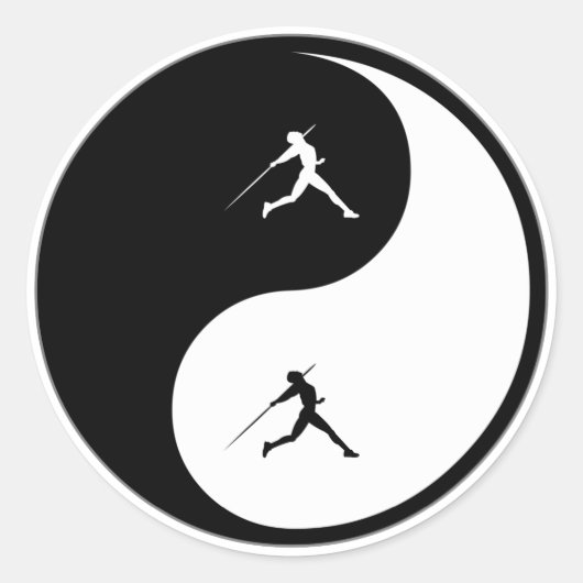 Yin Yang Javelin Runder Aufkleber (Vorderseite)