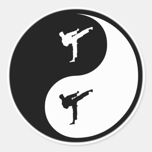 Yin Yang Karate Runder Aufkleber (Vorderseite)