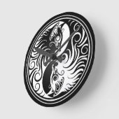 Yin Yang Kätzchen Runde Wanduhr (Winkel)