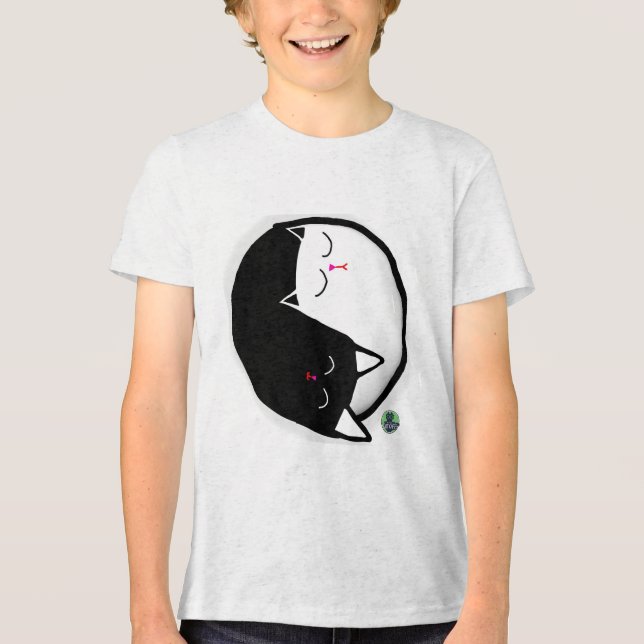 Yin & Yang Kätzchen Tri-Blend Shirt (Vorderseite)