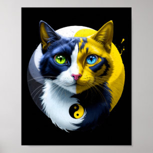 Yin Yang Katze Dual Yoga Spirituelles Kätzchen Ges Poster