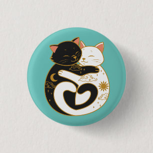 Yin Yang Katzen  Button