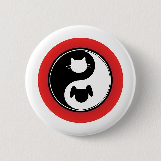 Yin Yang Katzen-Hund Button (Vorderseite)