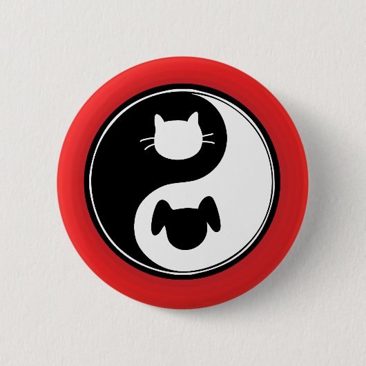 Yin Yang Katzen-Hund Button (Vorderseite)
