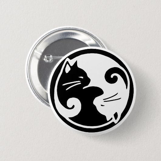 Yin Yang Katzen-Knopf Button (Vorne & Hinten)