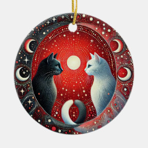 Yin Yang Katzen Künstlerische Balance Home Dekorat Keramik Ornament