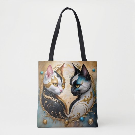 Yin-Yang Katzen mit magischen kosmischen Elementen Tasche (Vorderseite)