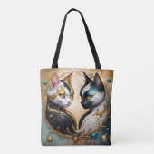 Yin-Yang Katzen mit magischen kosmischen Elementen Tasche (Rückseite)