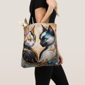 Yin-Yang Katzen mit magischen kosmischen Elementen Tasche (Von Nahem)