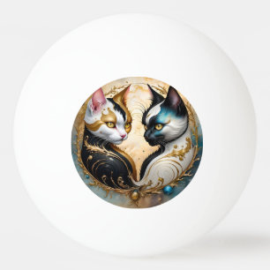 Yin-Yang Katzen mit magischen kosmischen Elementen Tischtennisball