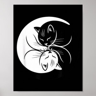 Yin Yang Katzen Schwarz Weiß Süße Katzenliebhaber Poster