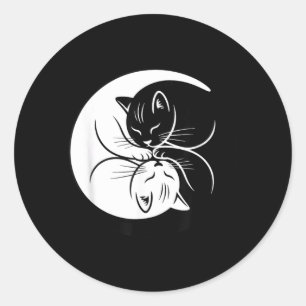 Yin Yang Katzen Schwarz Weiß Süße Katzenliebhaber  Runder Aufkleber