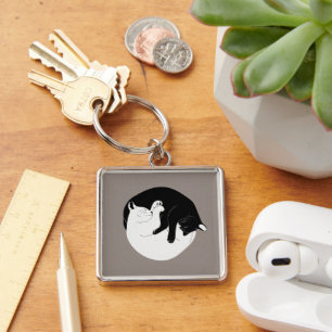 Yin Yang Katzen Seelenverwandte Schlüsselanhänger