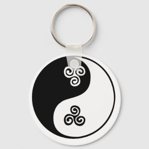 Yin Yang keltische Tri Spirale Schlüsselanhänger
