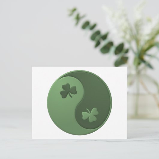Yin Yang Kleeblatts Postkarte (Stehend Vorderseite)