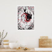 Yin yang koi befischt japanisches Plakat (Küche)