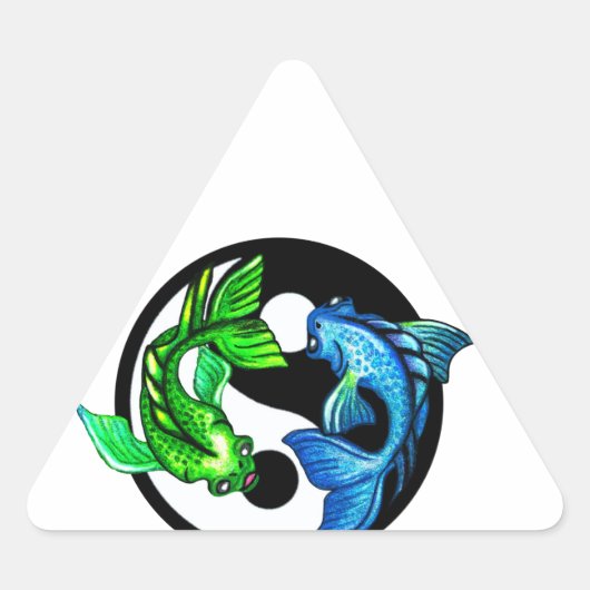 Yin-Yang Koi Design Dreieckiger Aufkleber (Vorderseite)