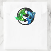 Yin-Yang Koi Design Ovaler Aufkleber (Tasche)