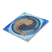 Yin Yang Koi Fisch-Mandala Fliese (Seite)