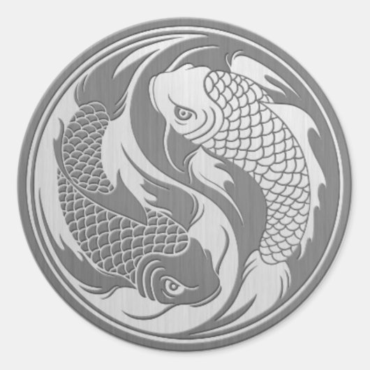 Yin Yang Koi Fisch mit Effekt aus rostfreiem Stahl Runder Aufkleber (Vorderseite)