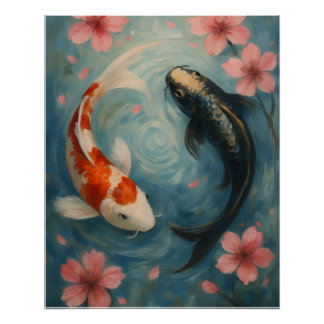 Yin Yang Koi Fisch Wandkunst Poster 