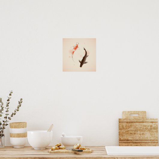 Yin Yang Koi fischen in orientalischen Malereien Poster (Küche)
