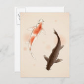 Yin Yang Koi fischen in orientalischen Malereien Postkarte (Vorne/Hinten)