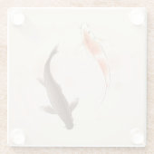 Yin Yang Koi fischt in der orientalischen Glasuntersetzer (Rückseite)