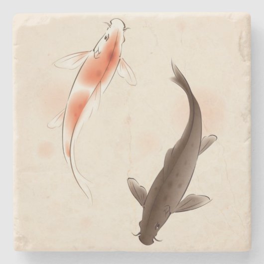 Yin Yang Koi fischt in der orientalischen Steinuntersetzer (Vorderseite)
