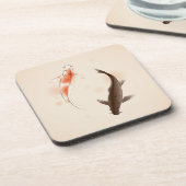 Yin Yang Koi fischt in der orientalischen Untersetzer (Linke Seite)