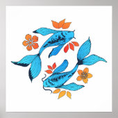 Yin Yang Koi Fish Blue Poster (Vorne)