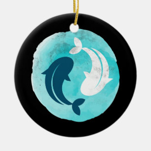 Yin Yang Koi Fish Design Balance Harmonie Yoga Keramik Ornament