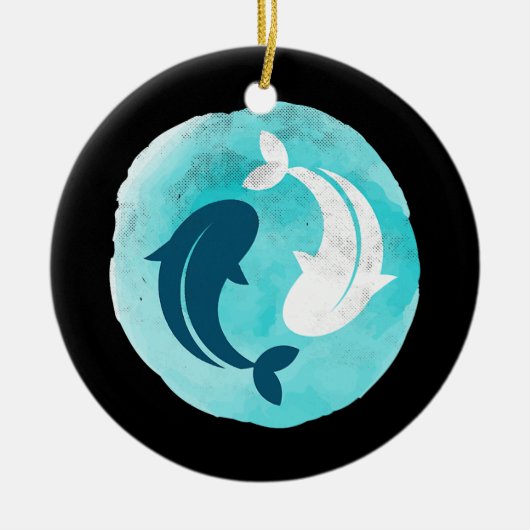Yin Yang Koi Fish Design Balance Harmonie Yoga Keramik Ornament (Vorne)
