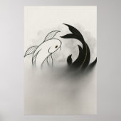 Yin Yang Koi Fish – Minimal Black & White Poster (Vorne)