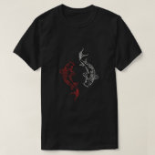 Yin Yang Koi Fish Outline T-Shirt - Red & White Ar (Design vorne)