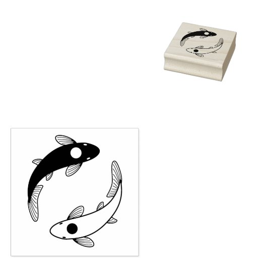 Yin-Yang Koi Fish Pair Gummistempel (Stempel)