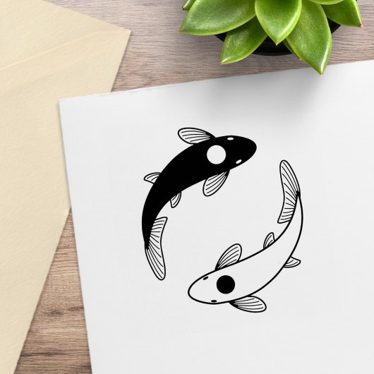 Yin-Yang Koi Fish Pair Gummistempel