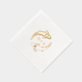 Yin-Yang Koi Fish Pair Monogram Initial Wedding Servietten Mit Folie (Rechts)
