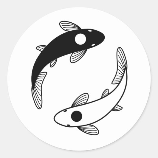 Yin Yang Koi Fish Runder Aufkleber (Vorderseite)