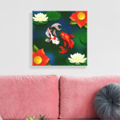 Yin Yang Koi Red Blume White Lotus Lily Pad Pond Leinwanddruck (Insitu (Wohnzimmer))